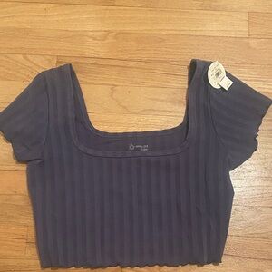 Offline by Aerie Dark Purple Striped Crop Top